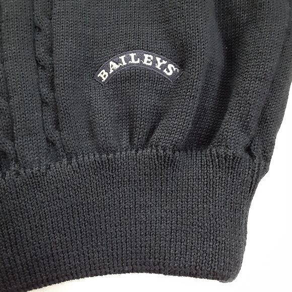 Vintage 80s 100% Irish Wool Cable Knit Sweater Navy Blue Pullover Crewneck M - Picture 6 of 11